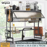 Simplus 85CM Dish Drying Rack Kitchen Holder Knife Storage Sink Organiser Grey