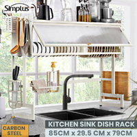 Simplus 85CM Dish Drying Rack Kitchen Holder Knife Storage Sink Organiser White