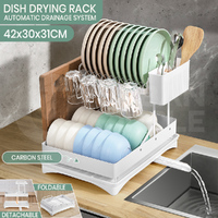 Simplus Dish Drainer Drying Rack Kitchen Organiser with Cup Holder Cutlery Tray