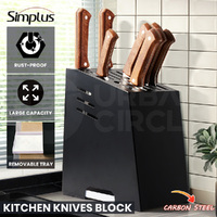 Simplus Kitchen Knife Block Carbon Steel knives Storage Chef Knife Holder Black