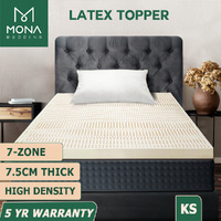 Mona Bedding Latex Mattress Topper 7.5cm King Single 7 Zone Underlay Bed Mat Pad