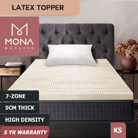 Mona Bedding Latex Mattress Topper King Single 7 Zone Underlay Bed Mat Cover 5cm