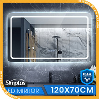 Simplus LED Bathroom Mirror Front Light Vanity Mirrors Wall Anti-Fog 120x70cm