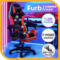 Furb Gaming Office Chair LED Massage Executive Computer Recliner Footrest Red