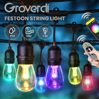 Groverdi 65FT Outdoor String Lights Smart RGB LED Festoon Light Patio Waterproof
