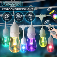 Groverdi 65FT Outdoor String Lights Smart RGB LED Patio Light Festoon Waterproof
