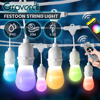 Groverdi Festoon Lights RGB String Light LED Christmas Wedding Waterproof 20M