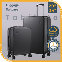 Tabibito Luggage Set Hard Shell ABS Suitcase Spinner Wheels TSA Lock 20"24" Grey