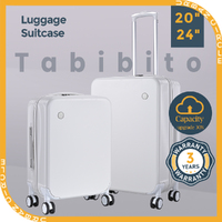 Tabibito Luggage Set Hard Shell ABS Suitcase Spinner Wheel TSA Lock 20"24" White