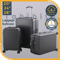 Tabibito Luggage Set Hard Shell ABS Rolling Suitcase TSA Lock 20"24"28" Grey