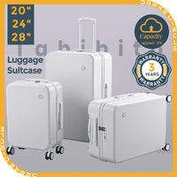 Tabibito Luggage Set Hard Shell ABS Rolling Suitcase TSA Lock 20"24"28" White