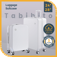 Tabibito Luggage Set Hard Shell ABS Suitcase Spinner Wheel TSA Lock 24"28" White