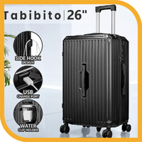 Tabibito Luggage Set Suitcase USB Charge Port Cup Holder Side Hook Spinner Wheel 26" 