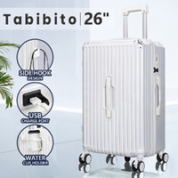 Tabibito Luggage Set Suitcase USB Charge Port Cup Holder Side Hook Spinner Wheel  26" 