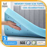 Mona Bedding Memory Foam Mattress Topper Cool Gel Bamboo Cover 5CM Flat Single Size