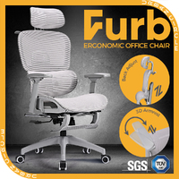 Furb Ergonomic Office Chair w/ Breathable Mesh High Back Computer Chair Grey