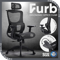 Furb Ergonomic Office Chair Mesh Computer Desk Chair Tilt Fabric Seat Black