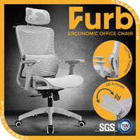 Furb Ergonomic Office Chair Mesh Computer Desk Chair Tilt Fabric Seat Grey