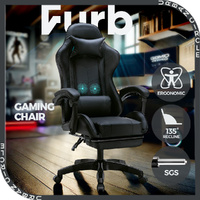 Furb Gaming Chair with Footrest Massage PU Leather Ergonomic Office Chair Black