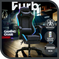 Furb Gaming Office Chair PU Racing Computer Chair with LED Lights & Footrest