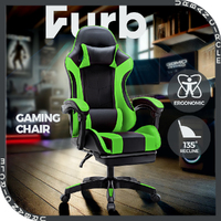 Furb Gaming Office Chair PU Leather Executive Computer Seat with Footrest,Green