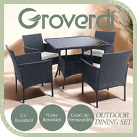 Groverdi 5 PCS Outdoor Dining Set Wicker Dining Table Chairs Patio Furniture Set