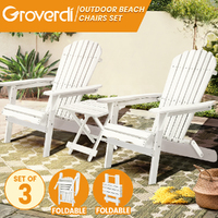 Groverdi Outdoor Chairs Table Set Wooden Patio DIY Adirondack Lounge Beach
