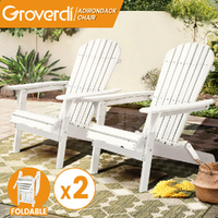Groverdi Wooden Outdoor Chairs Pack of 2 Adirondack Lounge Patio Furniture Beach