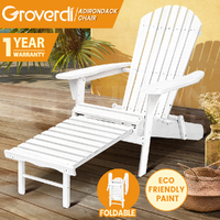 Groverdi Wooden Outdoor Adirondack Chairs Patio Furniture Beach Garden w/Ottoman