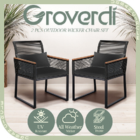 Groverdi 2PCS Outdoor Furniture Wicker Dining Chairs Garden Patio Lounge Chairs