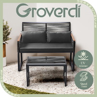 Groverdi 2PCS Outdoor Furniture Garden Patio Loveseat Lounge Sofa Table Chairs