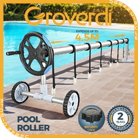 Groverdi Pool Cover Roller Adjustable 4.5M Solar Cover Reel Swimming  Blue