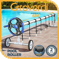 Groverdi Pool Cover Roller Adjustable 6M Solar Cover Reel Swimming  Blue