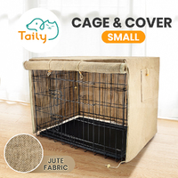 Taily 30" Pet Cage Collapsible 3 Door Metal Dog Crate with Jute Cover and Tray S