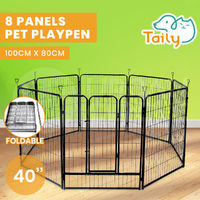 Taily Dog Playpen 8 Panel Pet Cage Puppy Enclosure Fence Exercise Foldable 100CM 