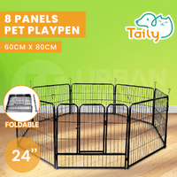 Taily Dog Playpen 8 Panel Pet Cage Puppy Enclosure Fence Exercise Foldable 60CM 