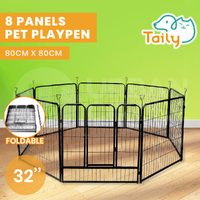 Taily Dog Playpen 8 Panel Pet Cage Puppy Enclosure Fence Exercise Foldable 80CM 