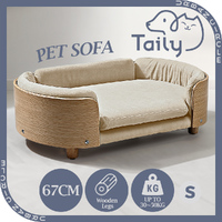 Taily Velvet Pet Dog Sofa Bed Washable Cover Modern Bentwood for Small Dog Beige