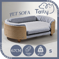 Taily Velvet Pet Dog Sofa Bed Washable Cover Modern Bentwood for Small Dog Grey