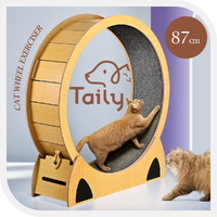 Taily Cat Exercise Wheel Cat Treadmill Cat Running Wheel Cat Scratcher Board Oak