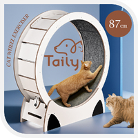 Taily Cat Exercise Wheel Cat Treadmill Cat Running Wheel Scratcher Board White