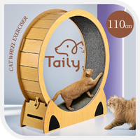 Taily Large Cat Exercise Wheel Cat Treadmill Running Wheel Scratcher Board Oak