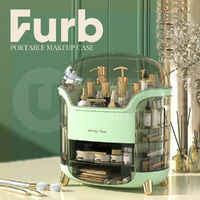 Furb Makeup Organizer Waterproof Cosmetic Storage Case Holder Drawer Green