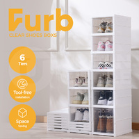 Furb 6 Tier Shoe Boxs Clear Shoe Storage Carbin Set Foldable Shoes Organizer