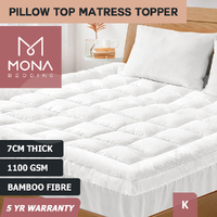 Mona Bedding 1100GSM Mattress Protector Bamboo Fibre Pillowtop Topper Cover King