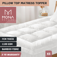 Mona Bedding Bamboo Microfibre Pillowtop Mattress Topper Protector Cover 1100GSM