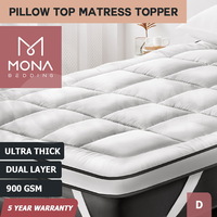 Mona Bedding Double Mattress Topper 2 Layer Microfibre Pillowtop Protector Mat