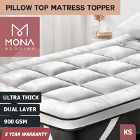 Mona Bedding 2 Layer Microfibre Pillowtop Mattress Topper Protector Cover Pad