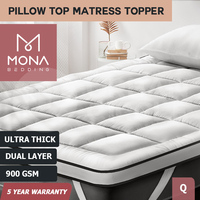 Mona Bedding Pillowtop Mattress Topper Microfibre Luxury 2 Layer Bed Cover Queen