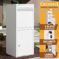 Groverdi Post Parcel Box Letter Box Package Drop MailBox Lockable Storage White